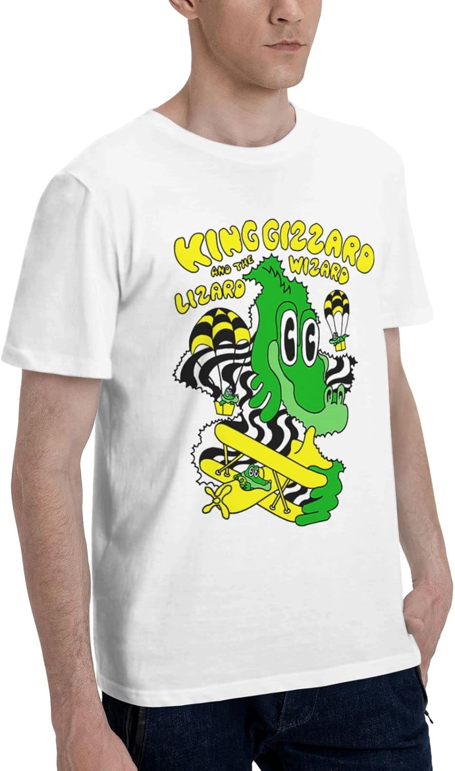 King Gizzard and Lizard Wizard Band T Shirt Men Fashion Short Sleeve Tops Summer Casual Tee X-Large White