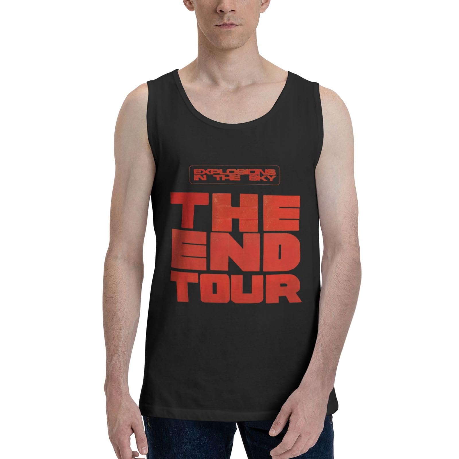 Band Men's Tank Tops Basic Sports Fishing Sleeveless Tops Black