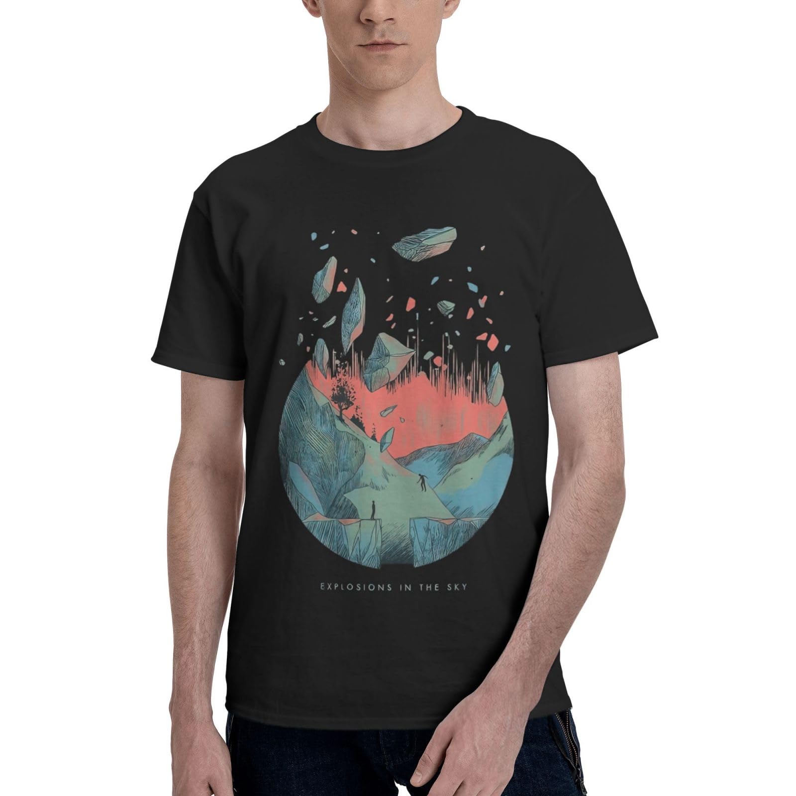 Band Men Tee Popular Short Sleeve Sports Running Crewneck Black Tops