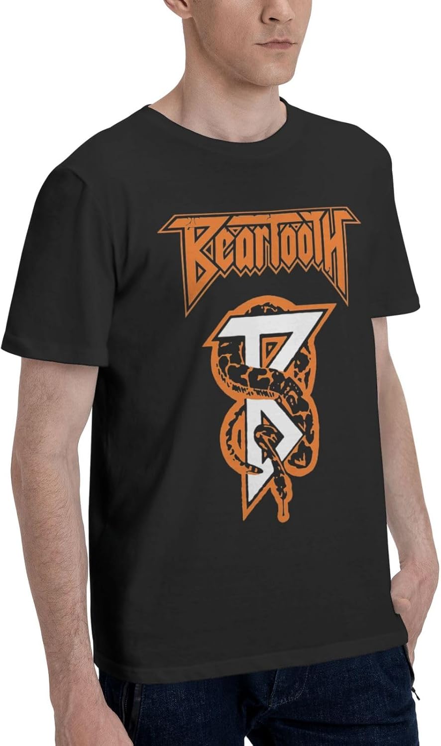 Bear&Tooth Band Mans Crewneck Tee Popular Short Sleeve Outdoor Gym Workout Sweatshirt Black 5X-Large