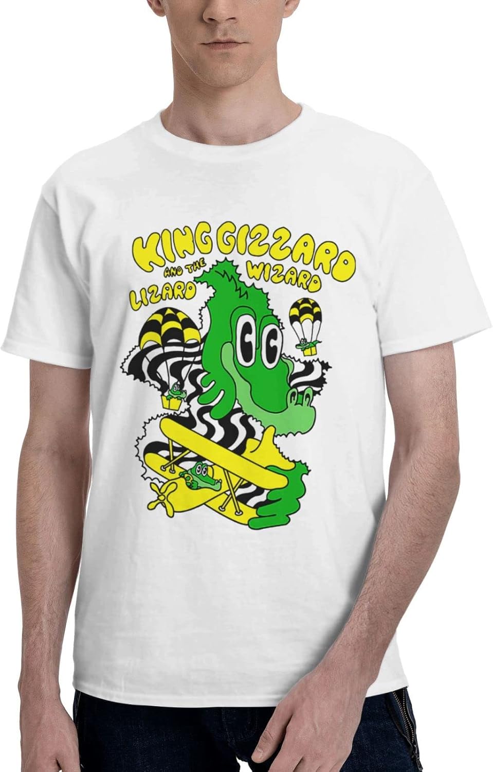 King Gizzard and Lizard Wizard Band T Shirt Men Fashion Short Sleeve Tops Summer Casual Tee X-Large White