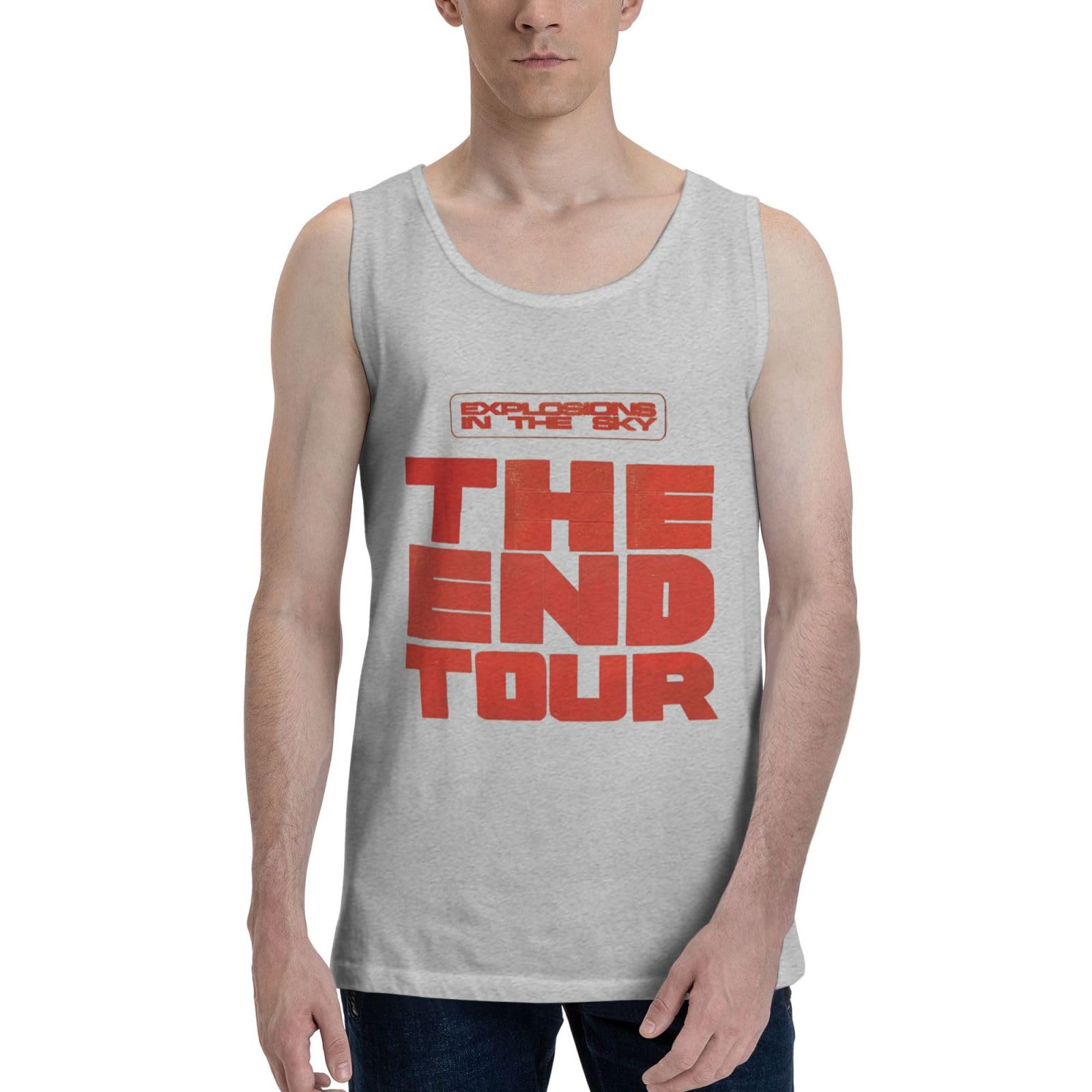 Band Men's Tank Tops Basic Sports Fishing Sleeveless Tops Black