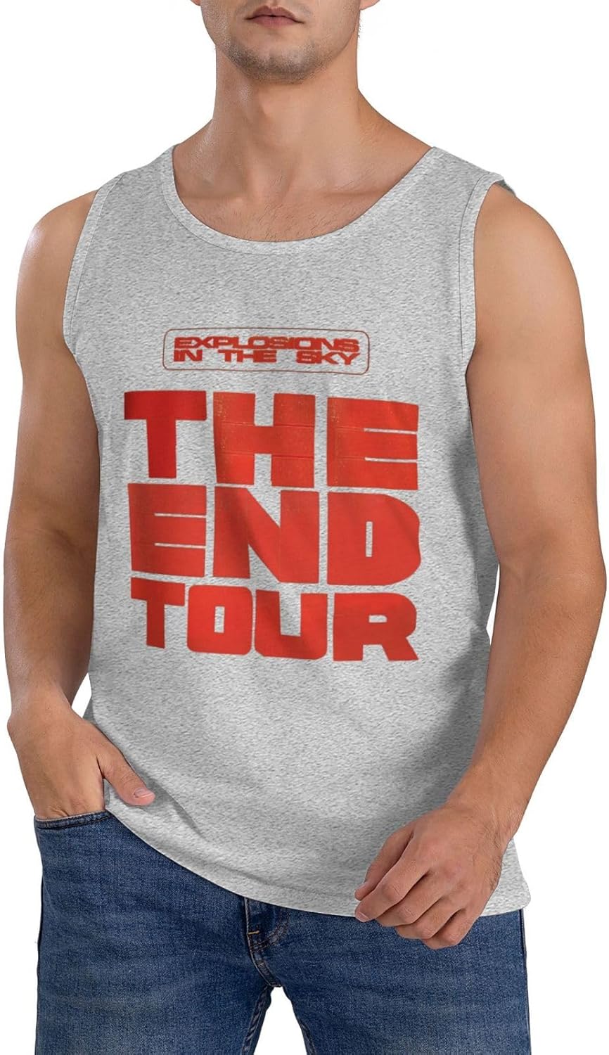 Band Men's Tank Tops Basic Sports Fishing Sleeveless Tops Black